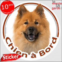 Eurasier, disque autocollant rond "Chien à Bord" 2 tailles