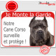 Plaque portail rouge "Je Monte la Garde, notre Cane Corso gris bleu surveille et protège" pancarte panneau photo oreilles