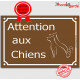 "Attention aux Chiens" Plaque de Rue pluriel marron chocolat panneau affiche pancarte portail couleur plusieurs chiens brun