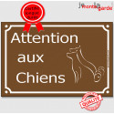 Plaque Portail "Attention aux Chiens" Rue Marron pluriel 24 cm