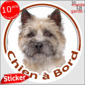 Cairn Terrier, sticker voiture "Chien à Bord" 14 cm