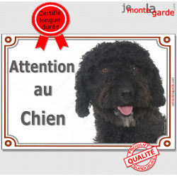 Chien Eau Espagnol, plaque portail "Attention au Chien" 24 cm LUX C