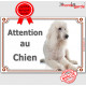 Caniche blanc plaque portail "Attention au Chien" pancarte panneau photo