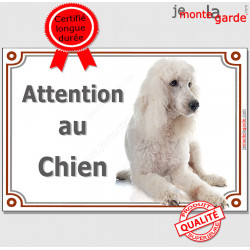 Caniche blanc plaque portail "Attention au Chien" pancarte panneau photo