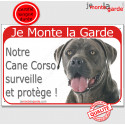 Cane Corso, plaque rouge "Je Monte la Garde" 24 cm RED