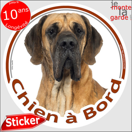 Dogue Allemand, sticker voiture "Chien à Bord" 2 Tailles Dogue Allemand, sticker voiture "Chien à Bord" 2 Tailles