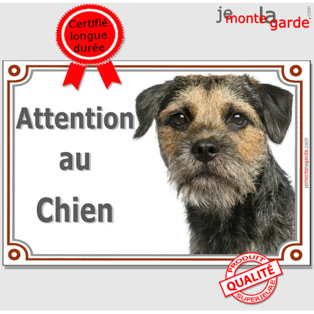 Border Terrier, plaque portail "Attention au Chien" photo, résiste pluie soleil gel, idée cadeau