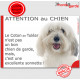 Plaque portail humour "Attention au Chien, notre Coton de Tuléar est une sonnette" photo pancarte drôle jappe aboie