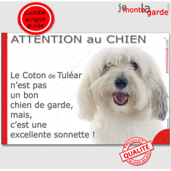 Plaque "Attention au Chien, le Coton est une sonnette" 24 cm RNG