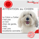 Plaque "Attention au Chien, le Coton est une sonnette" 24 cm RNG