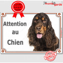 Cocker Anglais, plaque portail "Attention au Chien" 24 cm LUX