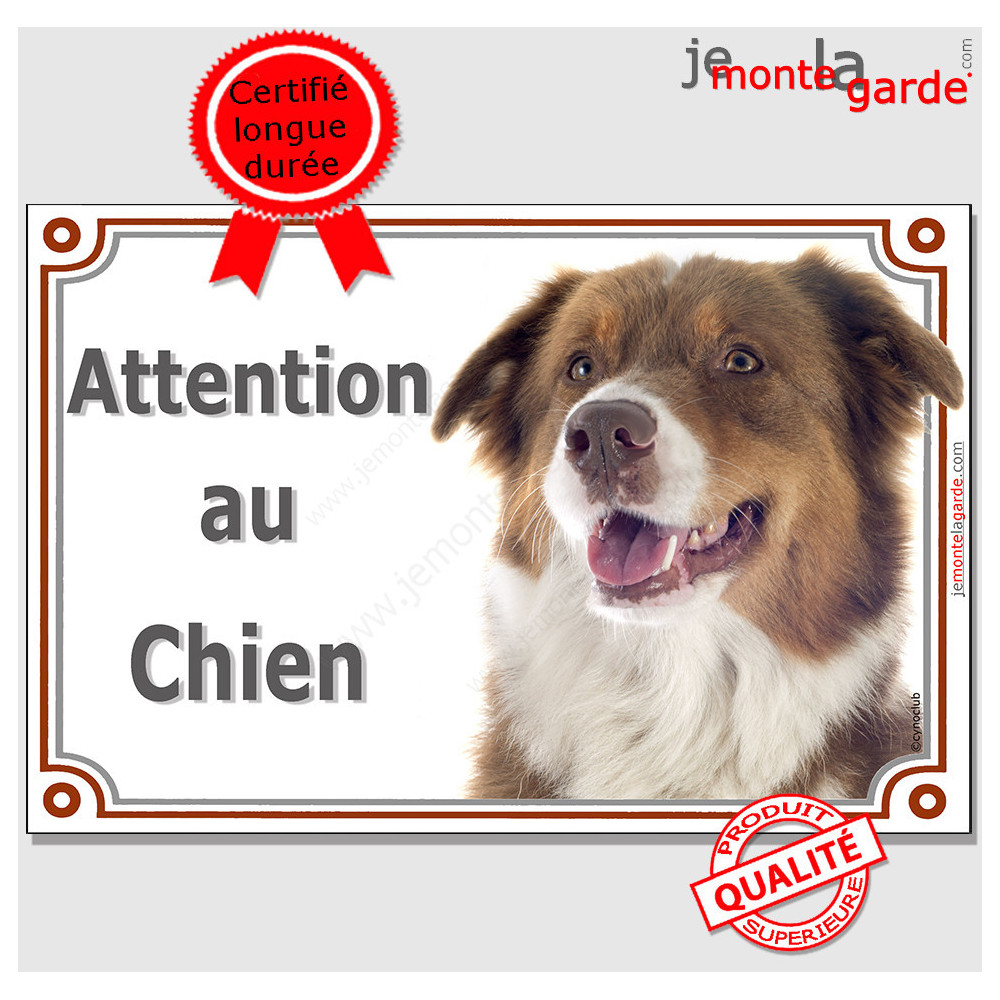 Berger Australien tricolore rouge, Plaque Attention au Chien panneau  affiche