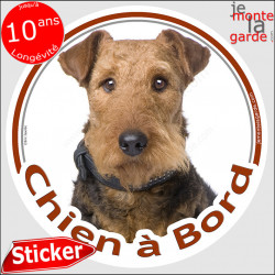 Airedale Terrier, disque photo autocollant voiture "Chien à Bord" Sticker adhésif