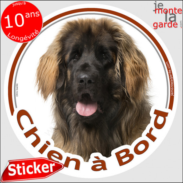 Leonberg, sticker autocollant rond "Chien à Bord" Disque adhésif vitre voiture photo