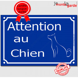 Attention au Chien, Plaque de Rue Bleu Marine foncé panneau affiche pancarte portail