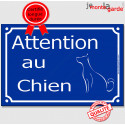 Plaque Portail "Attention au Chien" Rue Bleu Marine 3 tailles CLR C