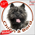 Cairn Terrier, sticker voiture "Chien à Bord" 14 cm