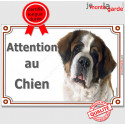 Saint-Bernard, plaque portail extérieure "Attention au Chien" 24 cm LUXE C