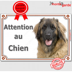 Berger Leonberg, plaque portail "Attention au Chien" pancarte panneau photo