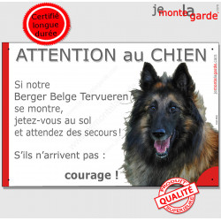 Tervueren, plaque "Jetez Vous au Sol, Attention au Chien" 24 cm JET