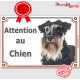 Schnauzer noir et blanc, plaque portail " Attention au Chien" pancarte panneau photo