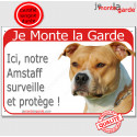 Amstaff, plaque rouge "Je Monte la Garde" 24 cm RED