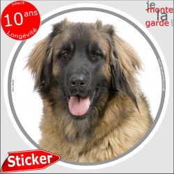 Leonberg Tête, sticker autocollant rond "photo" disque intérieur ou Extérieur adhésif voiture, vitre auto