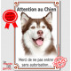 Husky Marron, affiche verticale portail "Attention au Chien, interdit sans autorisation" plaque pancarte panneau brun photo