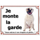 Bouledogue Américain Assis, Plaque portail "Je Monte la Garde, risques périls" panneau affiche pancarte photo