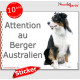 Berger Australien tricolore noir, panneau autocollant "Attention au Chien" pancarte affiche photo Aussie sticker