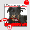 "Beauceron au volant" autocollant voiture 15 cm