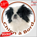 Epagneul Japonais Chin, sticker "Chien à Bord" 14 cm