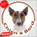 Bull Terrier, sticker "Chien à Bord" 15 cm