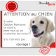 Golden Retriever, plaque portail humour "Attention au Chien, Jetez Vous au Sol, attendez secours, courage" pancarte drôle photo 