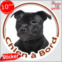 Staffie noir, sticker "Chien à Bord" 14 cm