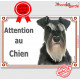 Schnauzer noir et blanc Tête, plaque portail "Attention au Chien" pancarte photo panneau