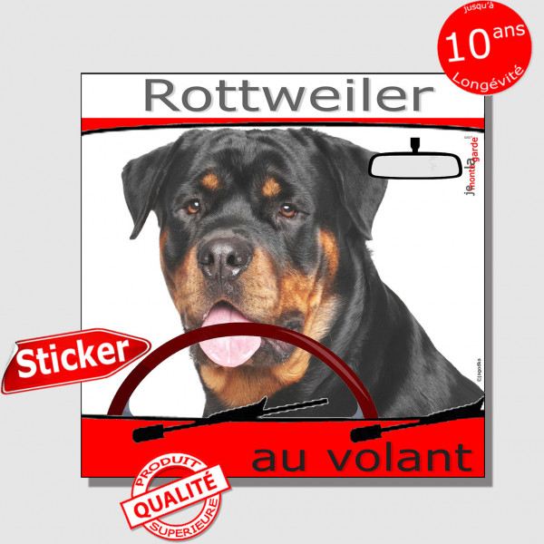 "Rottweiler au volant" panneau autocollant humoristique voiture photo sticker drôle chien à bord