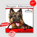 "Berger Allemand au volant" autocollant voiture 15 cm