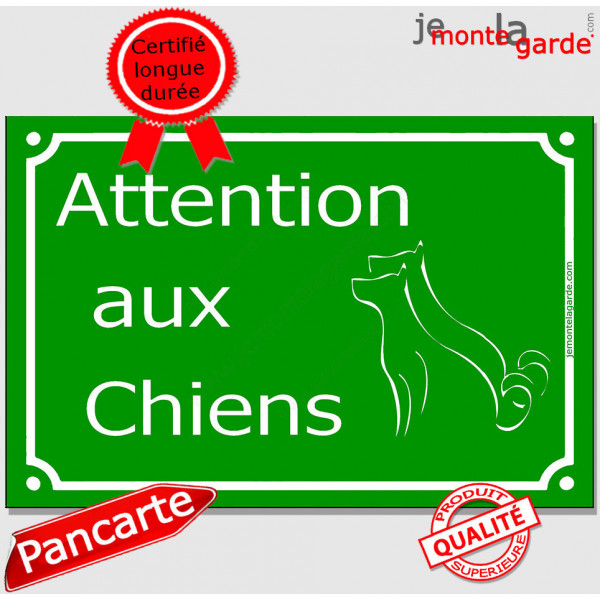 "Attention aux Chiens" Plaque de Rue pluriel Vert Gazon panneau affiche pancarte portail couleur plusieurs chiens