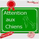 Plaque Portail "Attention aux Chiens" Rue Vert pluriel 24 cm
