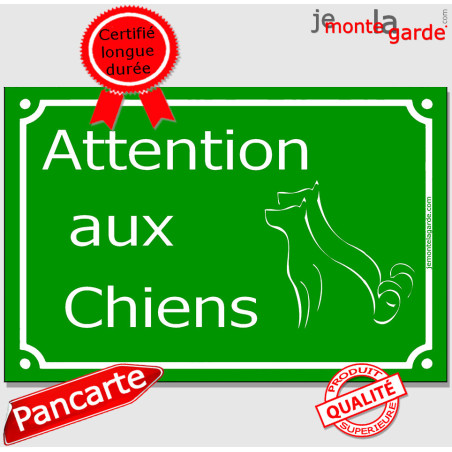 "Attention aux Chiens" Plaque de Rue pluriel Vert Gazon, pancarte portail couleur plusieurs chiens, résiste à l'extérieur