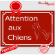 "Attention aux Chiens" Plaque de Rue pluriel Bordeaux panneau affiche pancarte portail couleur plusieurs chiens rouge basque