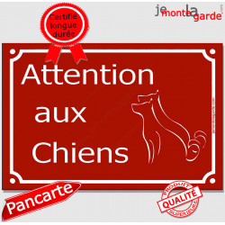 "Attention aux Chiens" Plaque de Rue pluriel Bordeaux panneau affiche pancarte portail couleur plusieurs chiens rouge basque