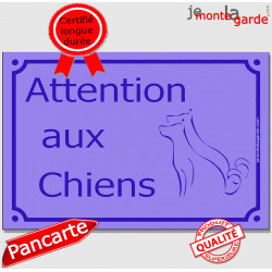 Plaque Portail "Attention aux Chiens" Rue Violet pluriel 24 cm