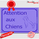 Plaque Portail "Attention aux Chiens" Rue Violet pluriel 24 cm