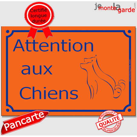 "Attention aux Chiens" Plaque de Rue pluriel Orange portail couleur plusieurs chiens mandarine corail, résiste dehors