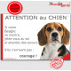 Beagle Tête, plaque portail humour "Attention au Chien, Jetez Vous au Sol, courage" pancarte drôle panneau photo marrant