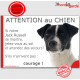 Jack Russell Terrier blanc tâches noires, plaque portail humour "Attention au Chien, Jetez Vous au Sol, attendez secours"