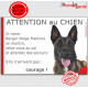 Berger Belge Malinois tête, plaque portail humour "Jetez Vous au Sol, Attention au Chien" pancarte panneau courage montre