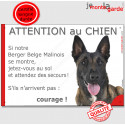 Malinois, plaque humour "Jetez Vous au Sol, Attention au Chien" 24 cm JET